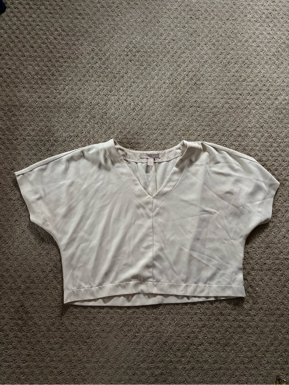Forever 21 Boxy V-Neck Cropped Short Sleeve Tee